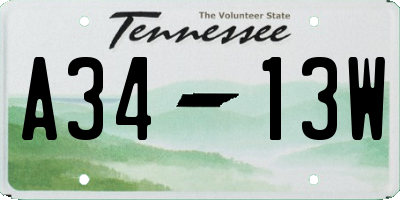 TN license plate A3413W