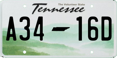 TN license plate A3416D