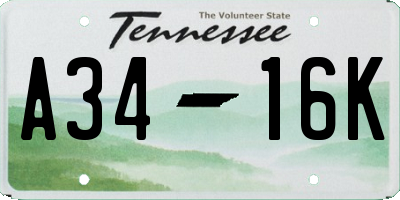 TN license plate A3416K