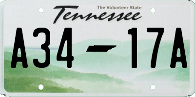 TN license plate A3417A