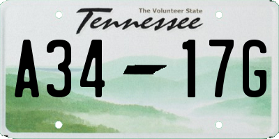TN license plate A3417G