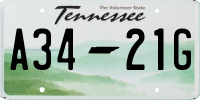 TN license plate A3421G