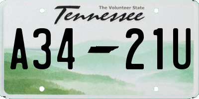 TN license plate A3421U