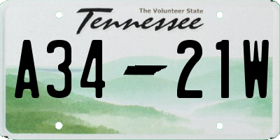 TN license plate A3421W