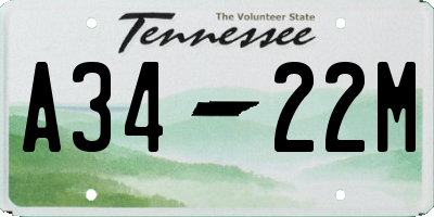 TN license plate A3422M