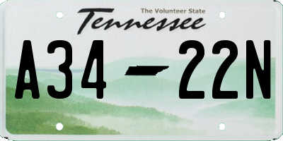 TN license plate A3422N