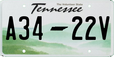 TN license plate A3422V