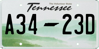 TN license plate A3423D