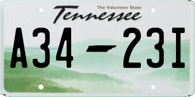 TN license plate A3423I