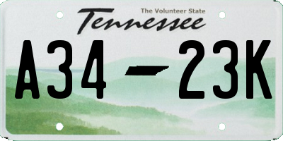 TN license plate A3423K