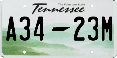 TN license plate A3423M