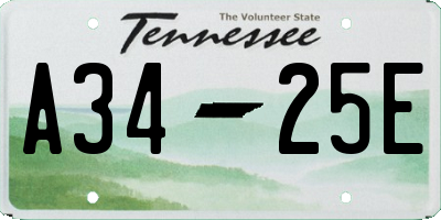 TN license plate A3425E