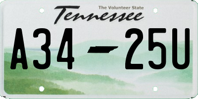 TN license plate A3425U