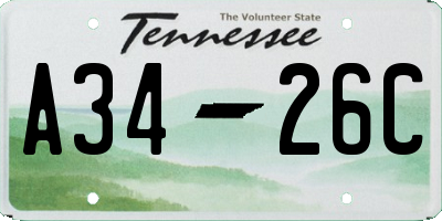 TN license plate A3426C