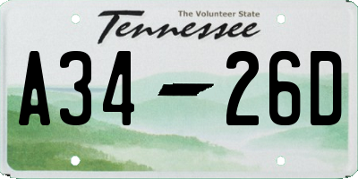 TN license plate A3426D