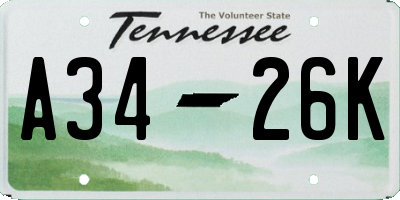 TN license plate A3426K