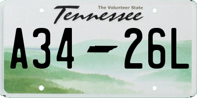 TN license plate A3426L