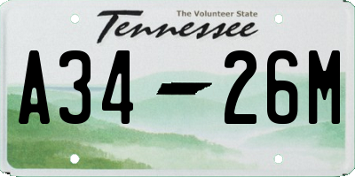 TN license plate A3426M