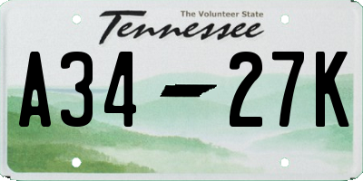 TN license plate A3427K