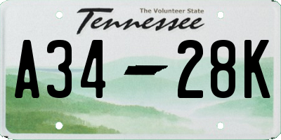 TN license plate A3428K
