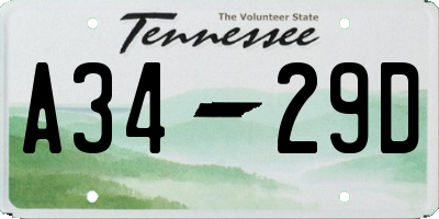 TN license plate A3429D