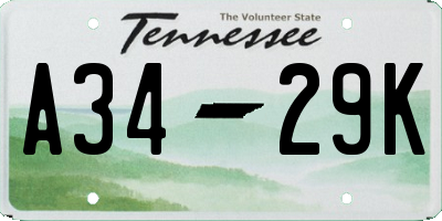 TN license plate A3429K