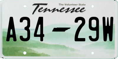 TN license plate A3429W