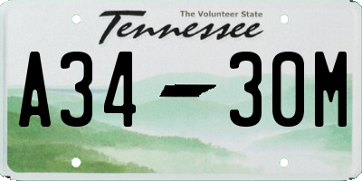 TN license plate A3430M