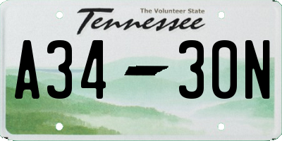 TN license plate A3430N