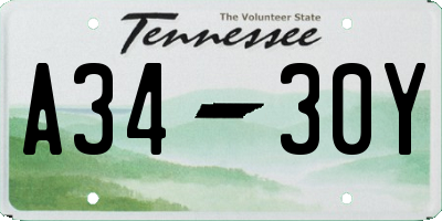 TN license plate A3430Y