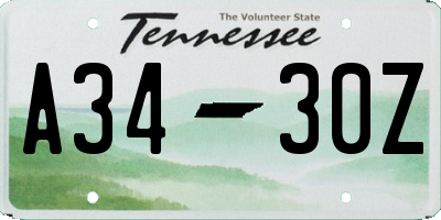 TN license plate A3430Z