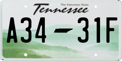 TN license plate A3431F