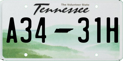 TN license plate A3431H