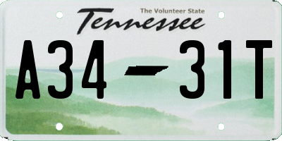 TN license plate A3431T