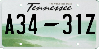 TN license plate A3431Z