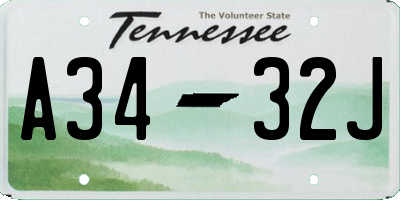 TN license plate A3432J