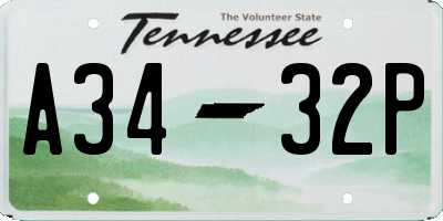 TN license plate A3432P