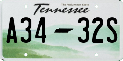 TN license plate A3432S