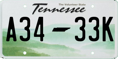 TN license plate A3433K