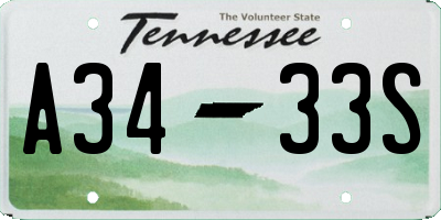 TN license plate A3433S