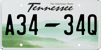 TN license plate A3434Q