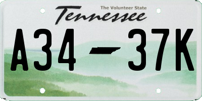 TN license plate A3437K