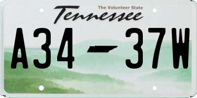TN license plate A3437W
