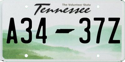 TN license plate A3437Z