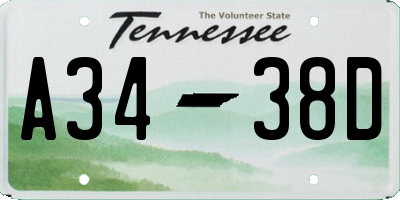 TN license plate A3438D