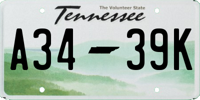 TN license plate A3439K