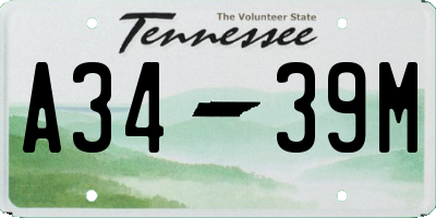 TN license plate A3439M