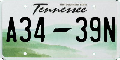 TN license plate A3439N
