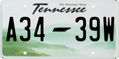 TN license plate A3439W