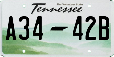 TN license plate A3442B